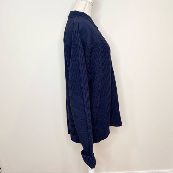 L.L. Bean Commando Sweater Merino Wool Lambs Wool Henley Navy XL EUC - Picture 5 of 13